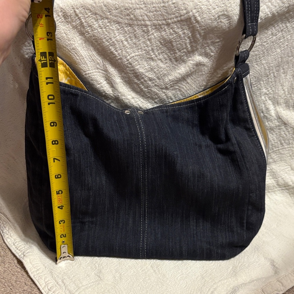 Stylish Denim hobo Shoulder Bag w yellow accents - Picture 9 of 9
